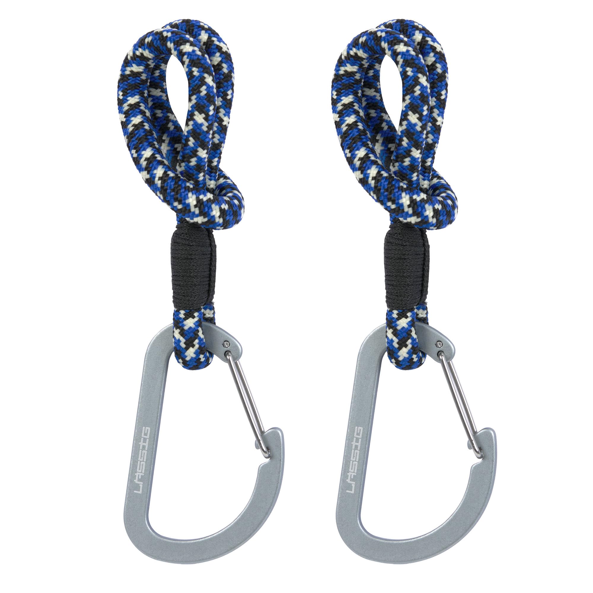 LÄSSIG Stroller Hooks for Stroller Bags Hanging Bags Shopping Bag for Stroller 2 Pieces/Stroller Hooks Cord Black/Blue/Vanilla