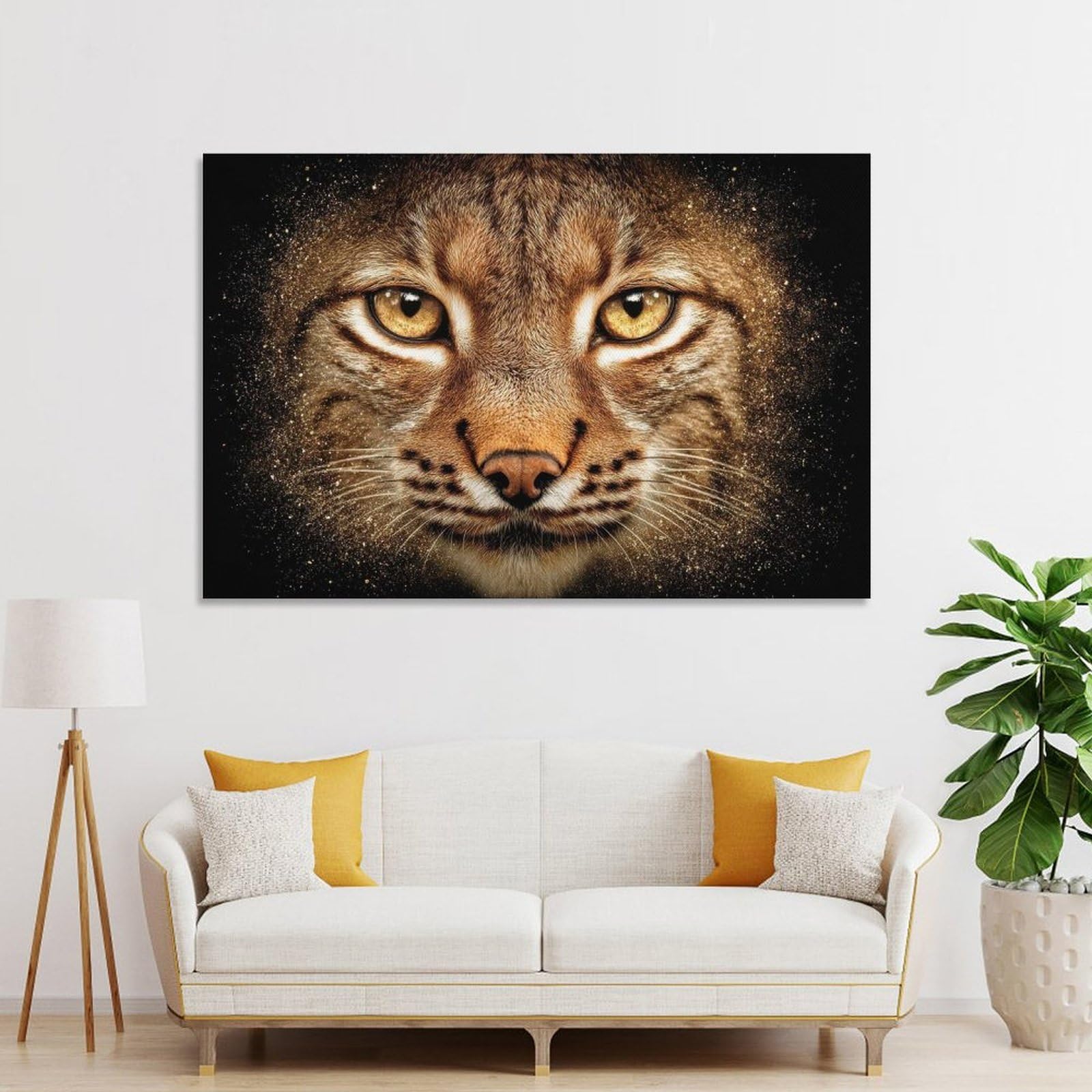 Canvas Wall Decor Close-up of A Bobcats Face, 20x30inch(50x75cm), for Living Room, Bedroom Or Apartment Walls, A Home Accent with Warm Character