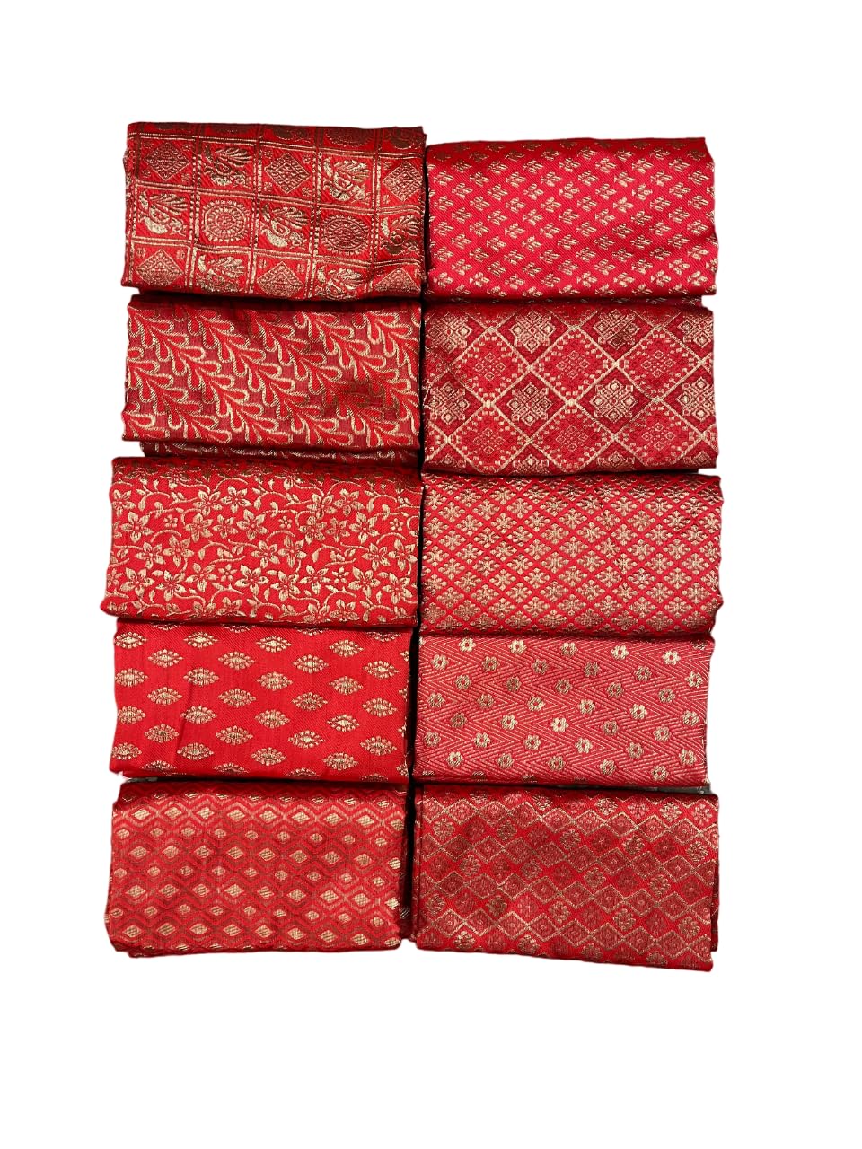 GenericNJ CREATION Women's Cotton Blend RED Unstitched fancy Blouse Materials 1 meters Each Free Size (10 pieces) RED