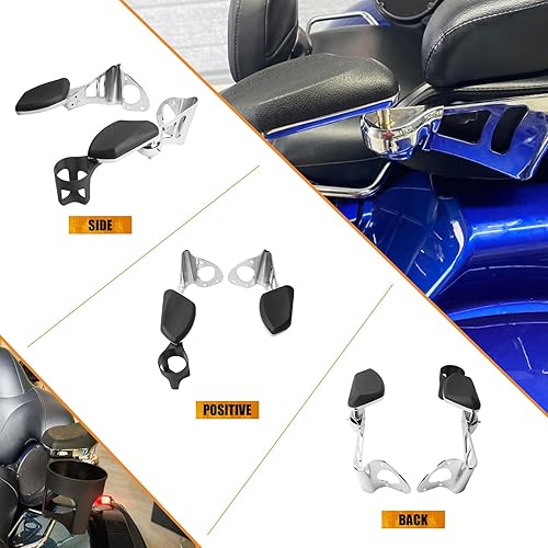 Miniatura 3 de Reposabrazos de pasajero de motocicleta con portavasos ajustable para Harley Touring Electra Glides Road Glide Ultra Tri Glides 2014-2023 cromado