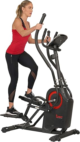 Miniatura 6 de Sunny Health & Fitness Cardio Climber Stepping Máquina de ejercicio elíptica para el hogar con 8 niveles de resistencia magnética, monitor de