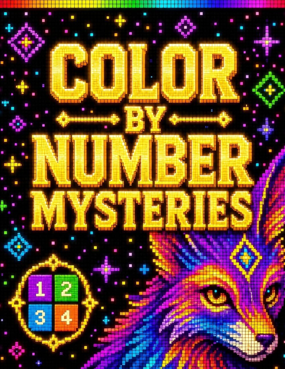 Color by Number Mysteries: A Pixel Art Mosaic Coloring Book with Squares, Dots & Hidden Pictures
