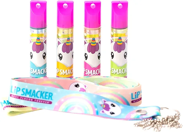 Lip Smacker Flavored Lip Balm Set With Lanyard, Unicorn, Lip Care to Moisturize Dry Lips