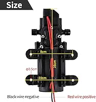 Vista 8 de 12V DC Fresh Water Pump with 2 Hose Clamps,Self Priming Sprayer Pump with Pressure Switch,12 Volt High Pressure Pump Diaphragms,4.5 L/Min 1.2 GPM 85