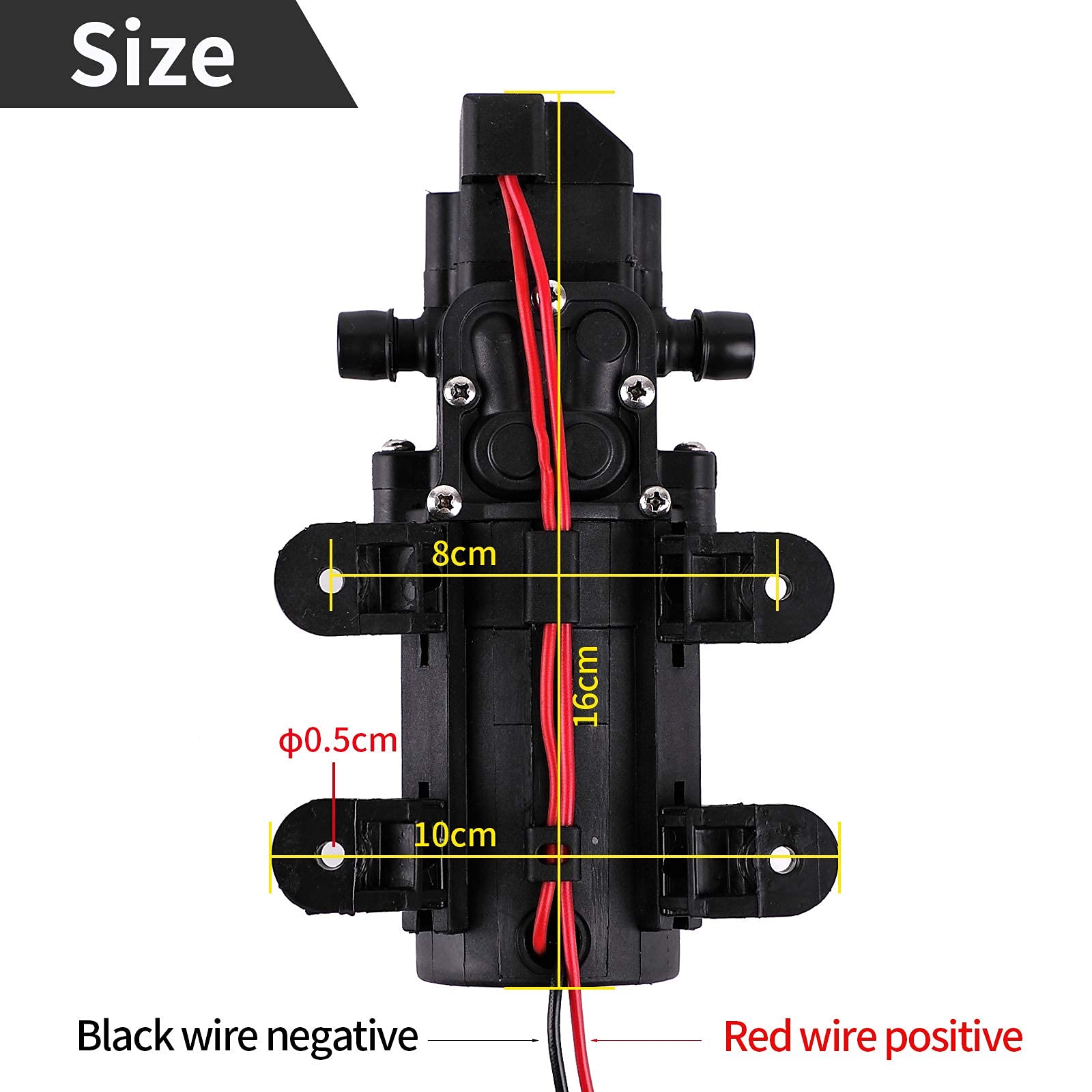12 V DC Frischwasserpumpe mit 2 Schlauchklemmen, selbstansaugende Sprühpumpe mit Druckschalter, 12 Volt Hochdruck-Membranpumpe, 4,5 l/min 1,2 GPM, 85 PSI, verstellbar für Wohnmobil, Boot, Rasen
