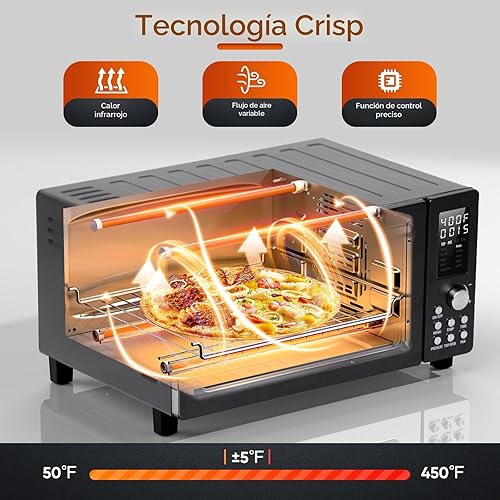 Miniatura 4 de Nuwave Bravo Pro - Combo de horno tostador y freidora de aire de convección, nuevo y mejorado 2025, 10 en 1, controles de temperatura de 50  a 450