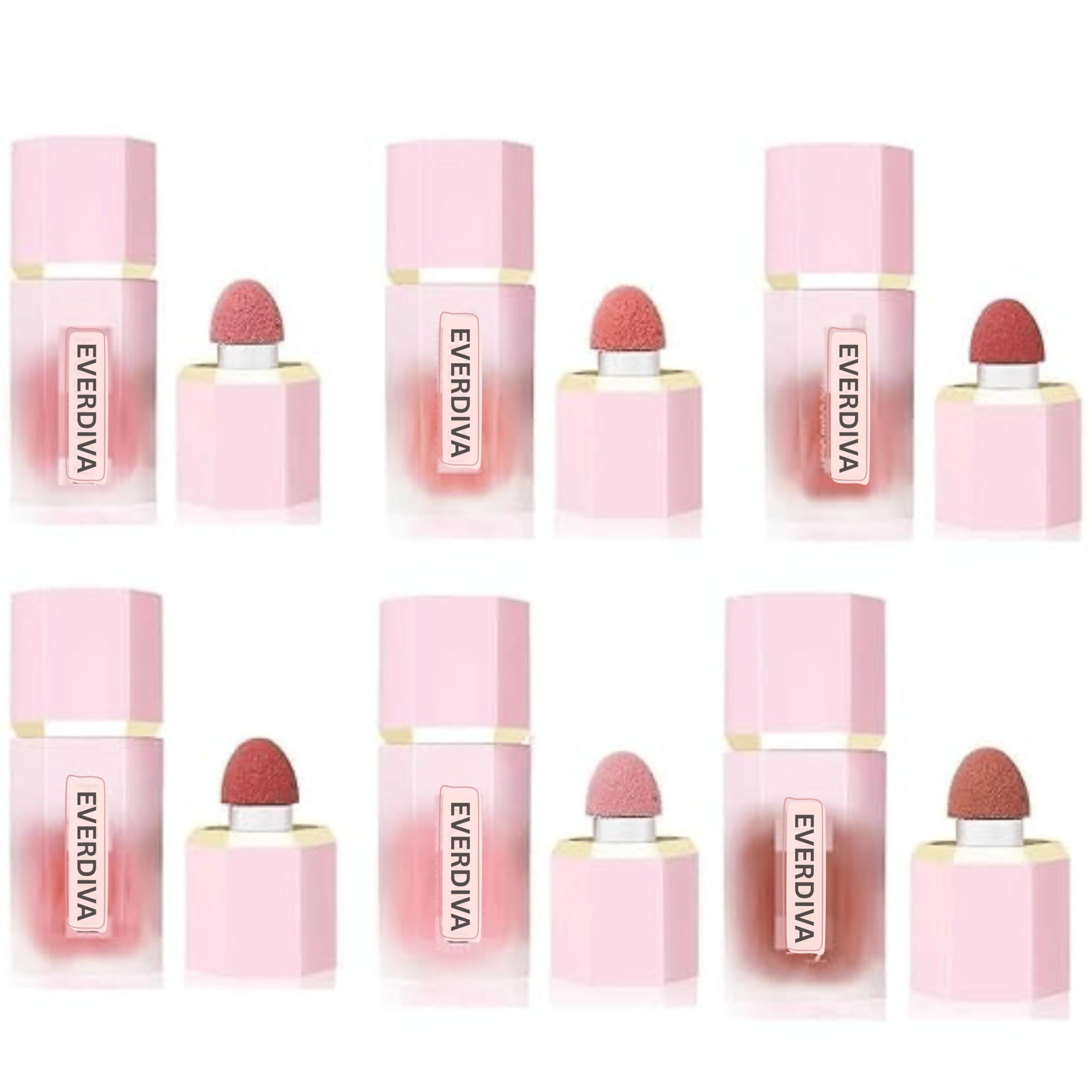 Soft Cream Liquid Blush Set – Weightless & Long-Wearing Cheek Tint | Smudge-Proof, Natural Finish Blusher Makeup for Women & Girls | 6 Multicolor Shades | Makeup Gift Set-image-46