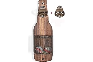My Beer Buddy Vintage Wooden Wall Mounted Magnetic Bottle Opener with Cap Catcher