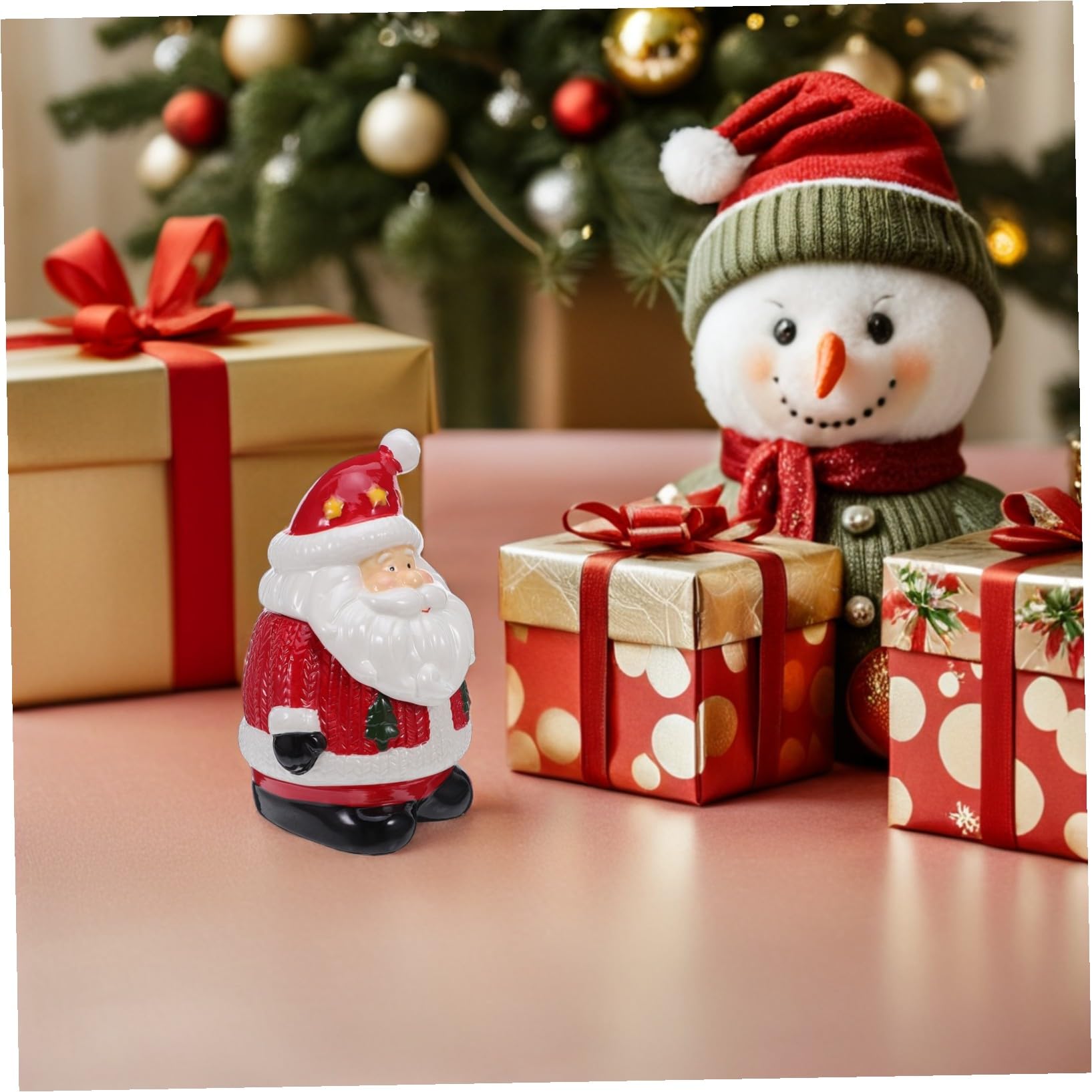 Zerodeko Keramik-keksdose Weihnachtsmann-förmig mit Deckel Luftdichte Vorratsdose für Snacks und Gebäck Dekorative Weihnachtsschüssel für Festliche Tischdekoration