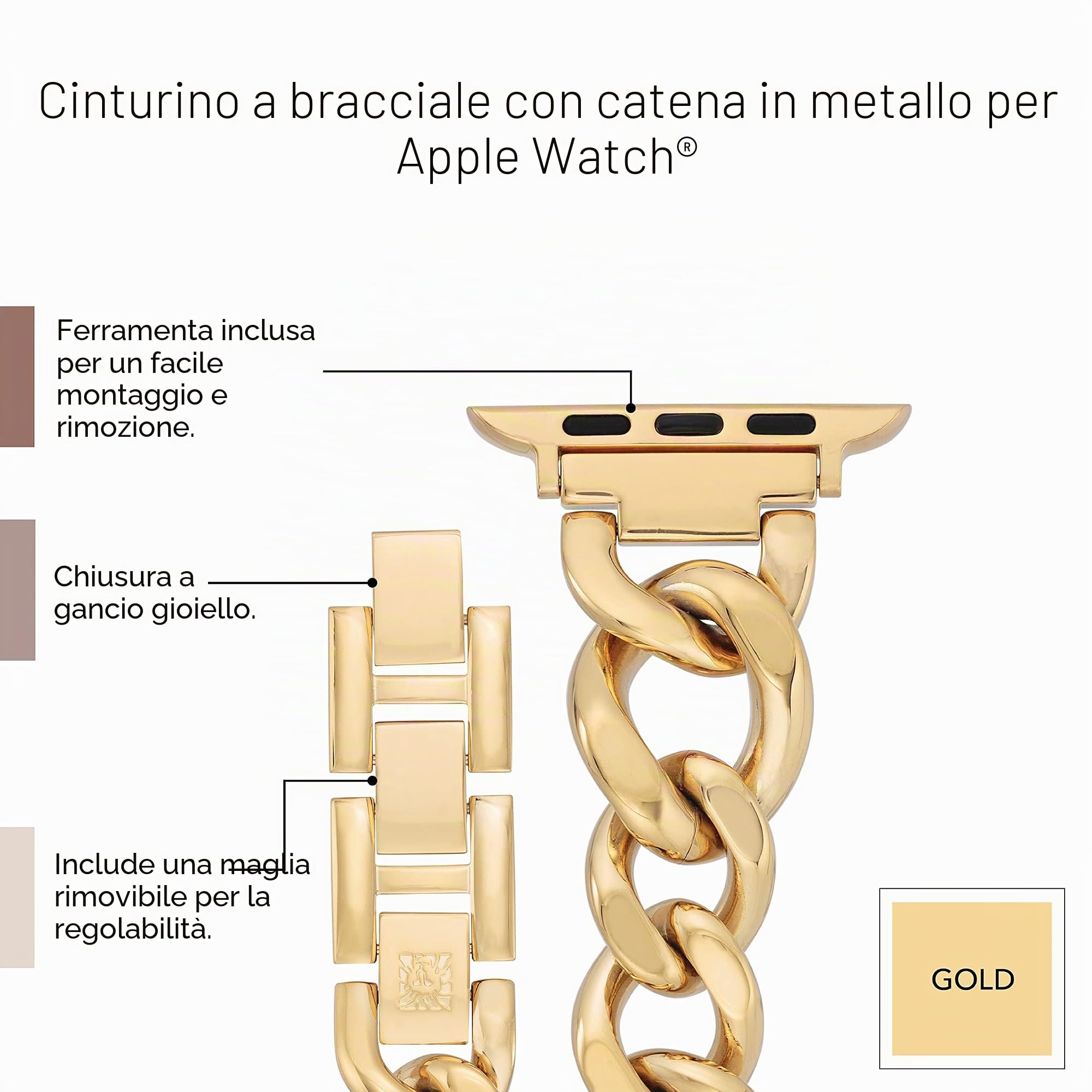 Anne Klein Cinturino di ricambio per Apple Watch, alla moda, sicuro, regolabile, adatto alla maggior parte dei polsi
