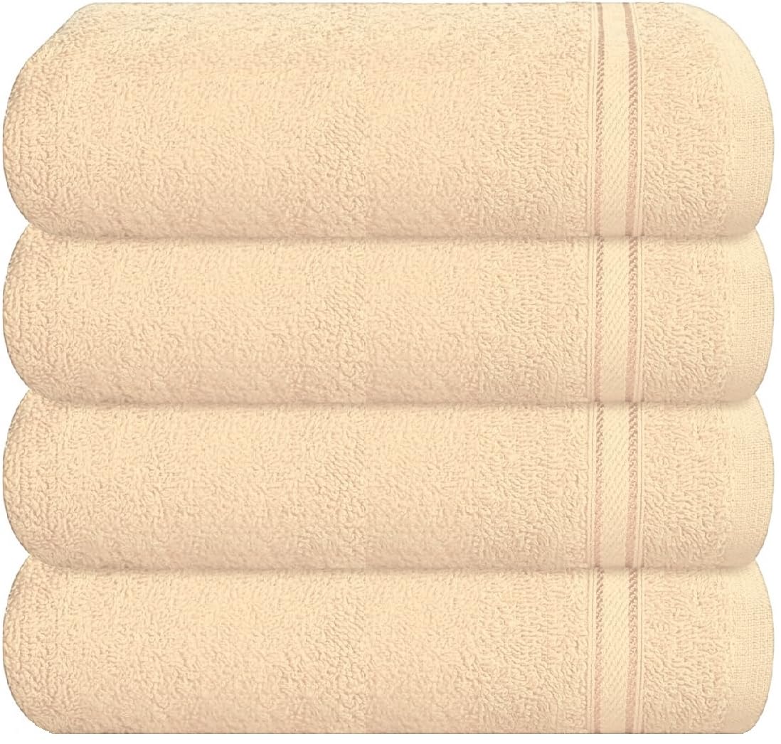 Wovenwonder Cream 4 Pack Luxury Face Cloth Towels 100% Egyptian Cotton 800-Gsm Extra Soft Washcloth Sets Highly Absorbent Flannels (Cream)