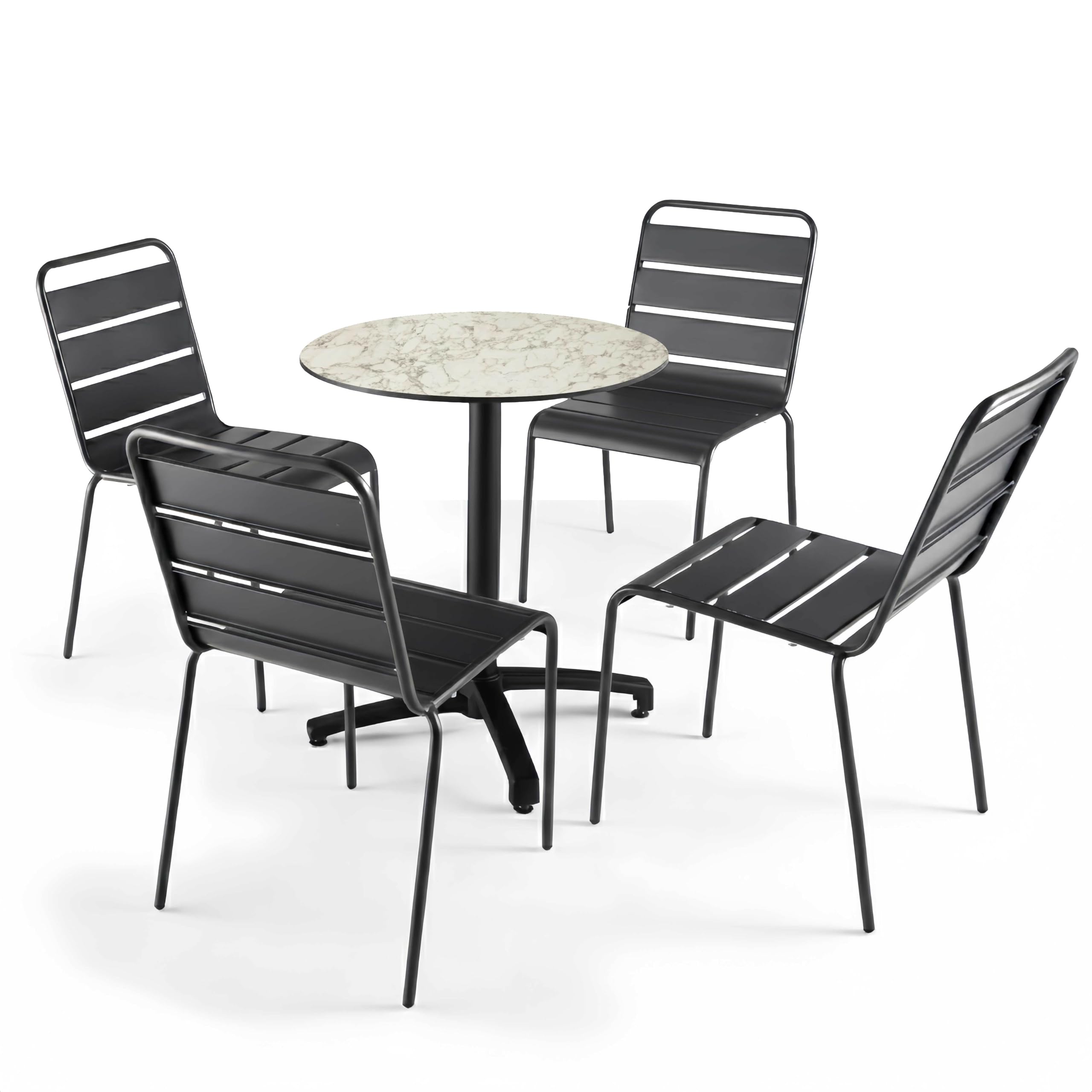 Oviala Plateau de Table Ronde 60 cm 4 Places marbre