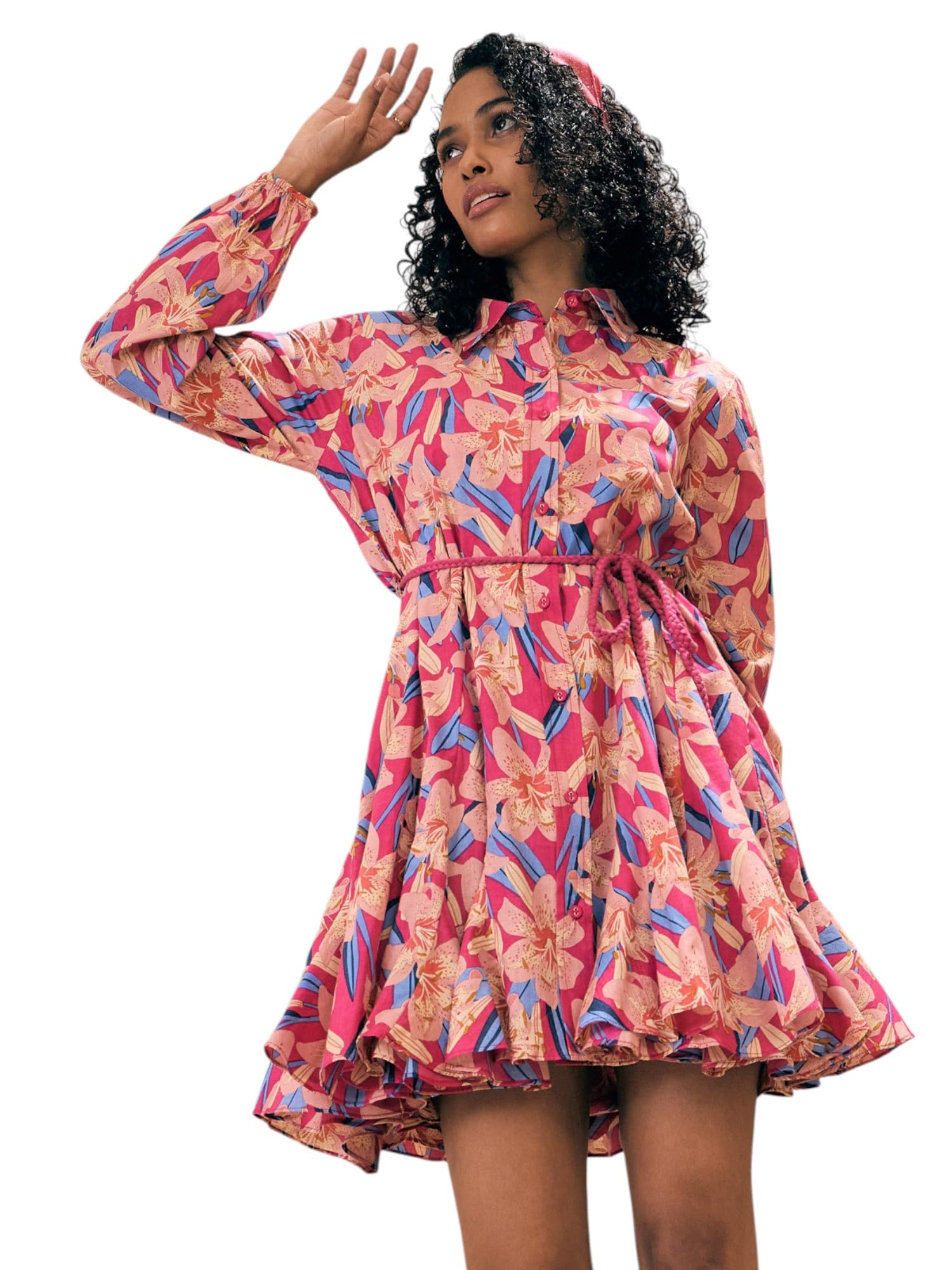 pink paprika by sassafras Floral FlaDori Belt Shirt Dress-picture-15