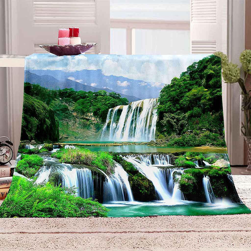 Couverture flanelle cascade plaid lit canapé microfibre douce 150x200