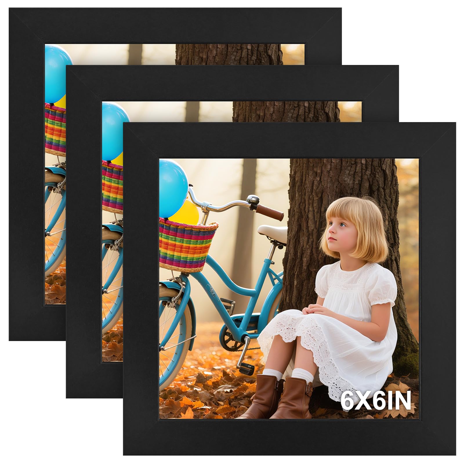 6x6 Photo Frames Black- 3Pack 6x6 Picture Frames for 15x15cm, Small Picture Frame Square Frames for Wall Mount & Desk Stand — image 1