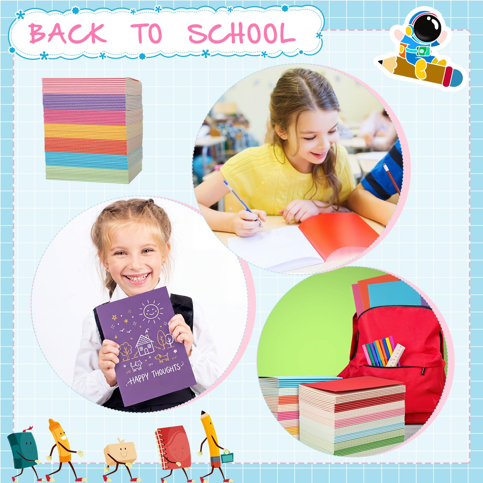 Confezione da 100 quaderni A5 a righe, a righe, copertina morbida, in carta kraft, diari di viaggio, diari per ragazze, studenti, ufficio, materiale scolastico (colore fresco)