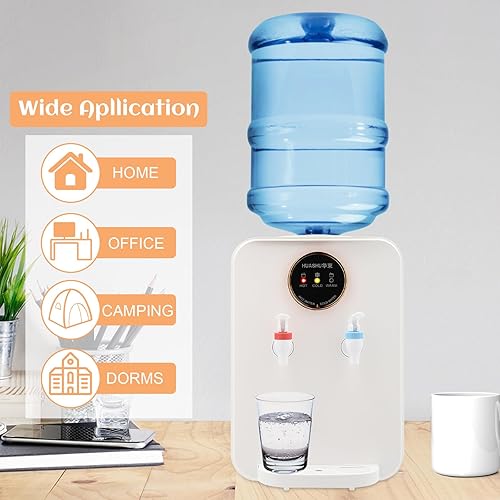 Miniatura 5 de Dispensador de agua de encimera premium, dispensador de agua calientefría, dispensador de agua de carga superior (blanco)