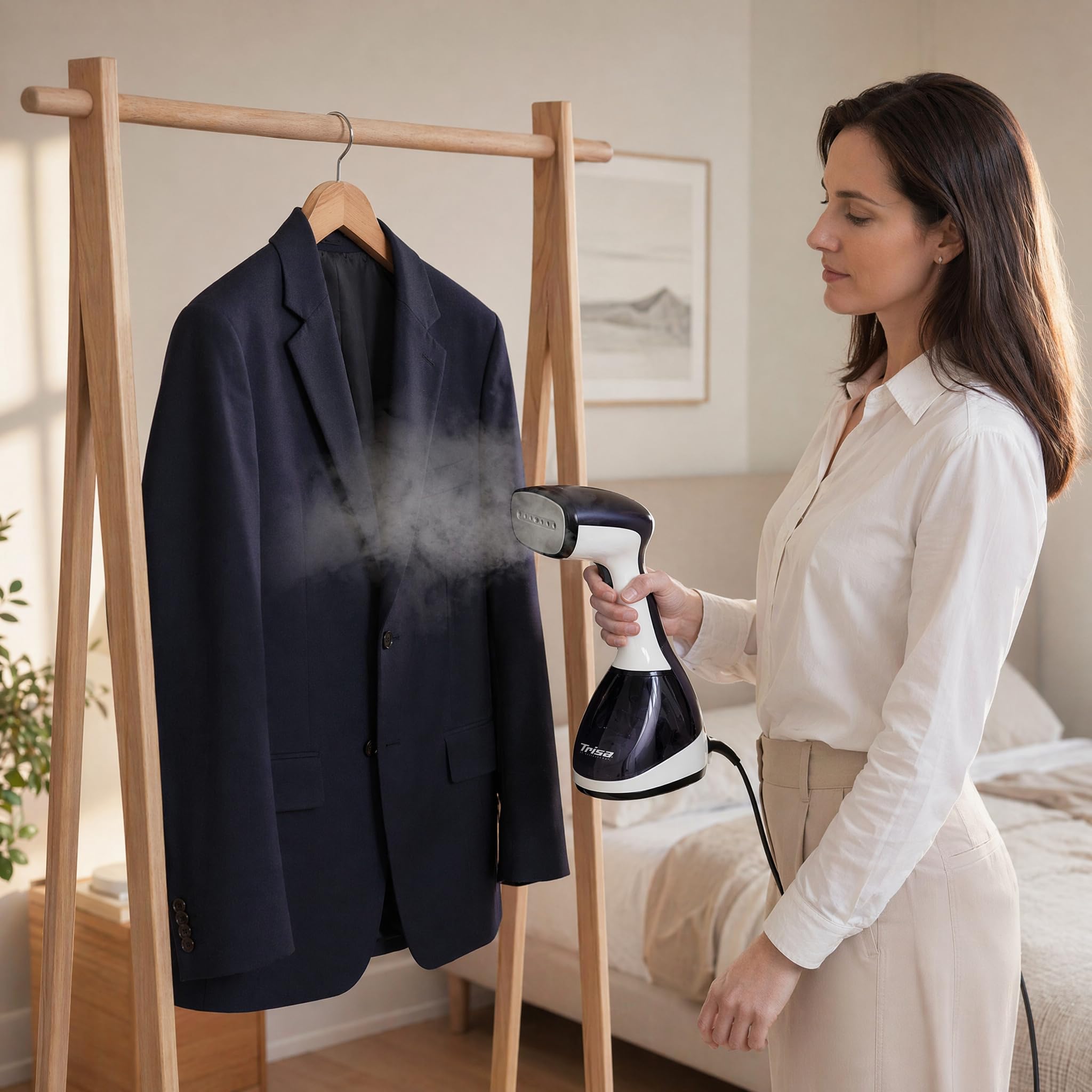 Trisa Silky Steam Dampfbürste 2000W, Edelstahlsohle, 300ml Tank, Schwarz