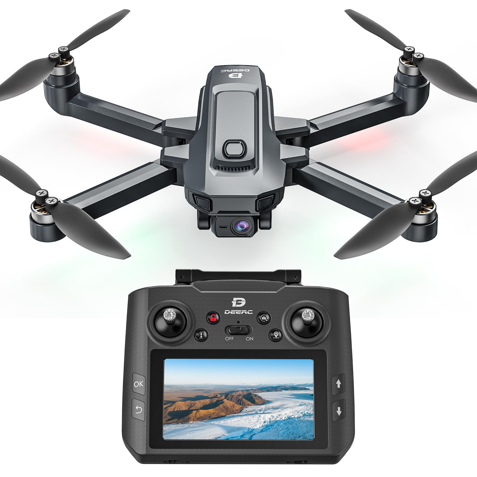 DEERC D35Pro Drone with Camera 4K Professional for Adults, RC Quadcopter with HD Screen on Controller, Brushless Motor, Follow Me, 5G Transmission, Auto Return, GPS Drone with SD Card, 40Mins Flight