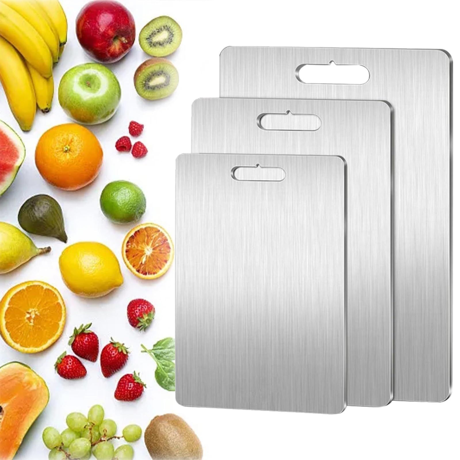 Dellyy Planche à Découper en Titane Double Face pour Cuisine