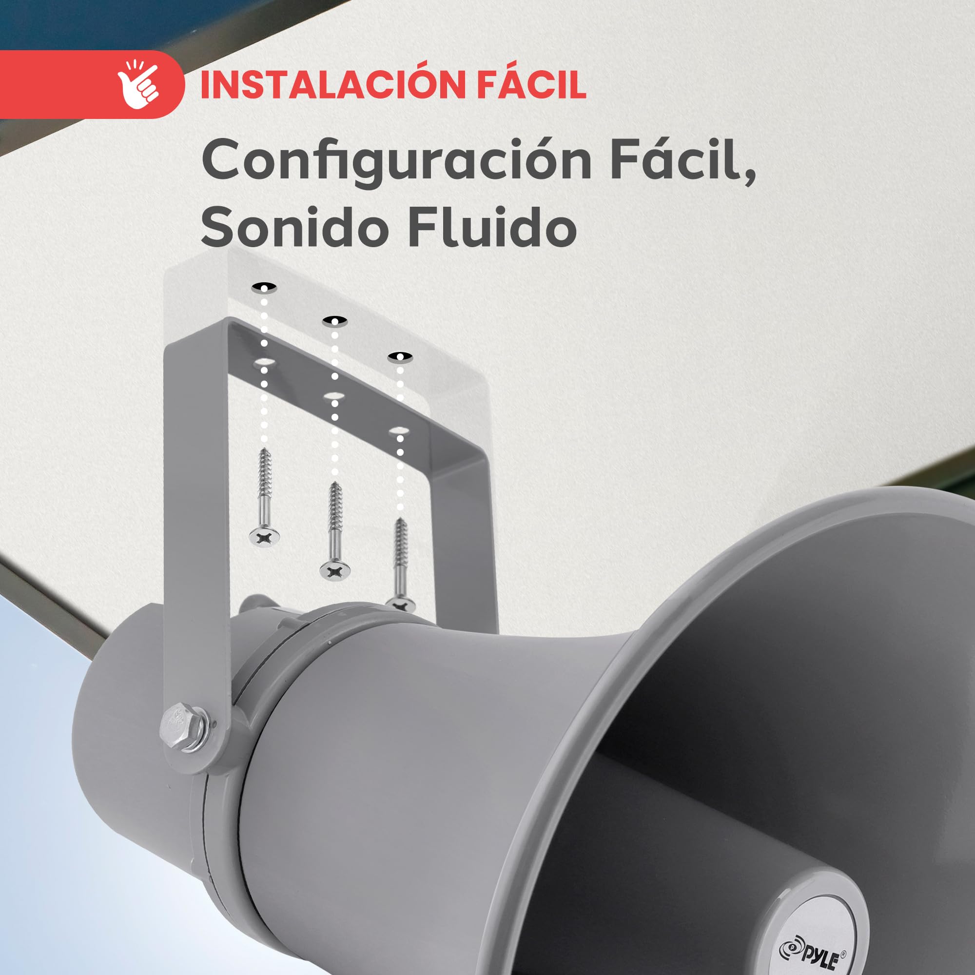 Pyle Altavoz de bocina PA, 25cms, Compacto, para Interiores y Exteriores, Impedancia de 8 ohmios, Potencia de 20V, Montaje para Sistema de Audio 70V
