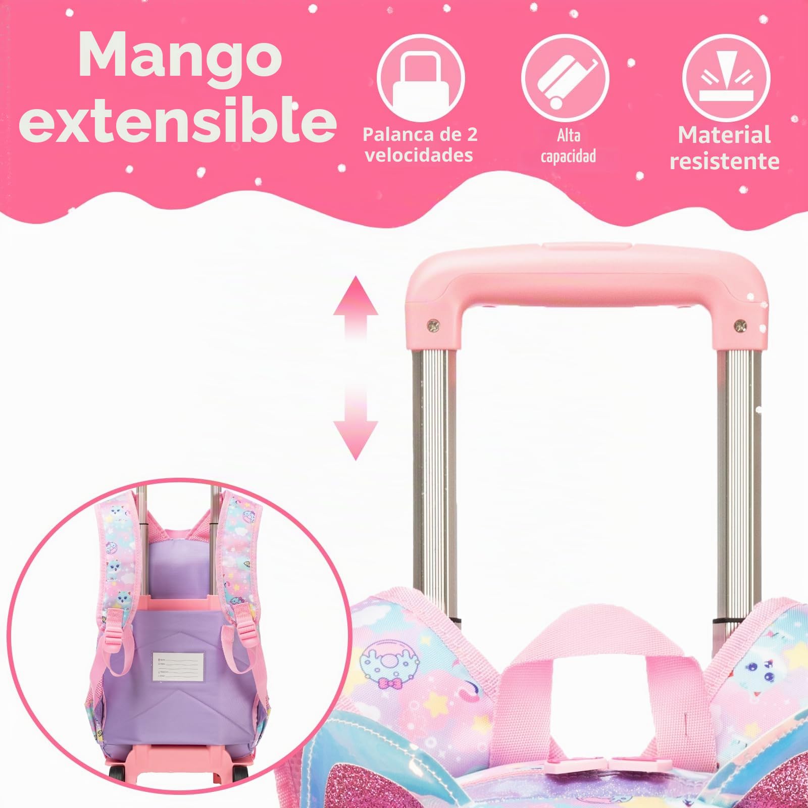 17" Mochilas Escolares con Ruedas Carro Niña Mochila Escolar