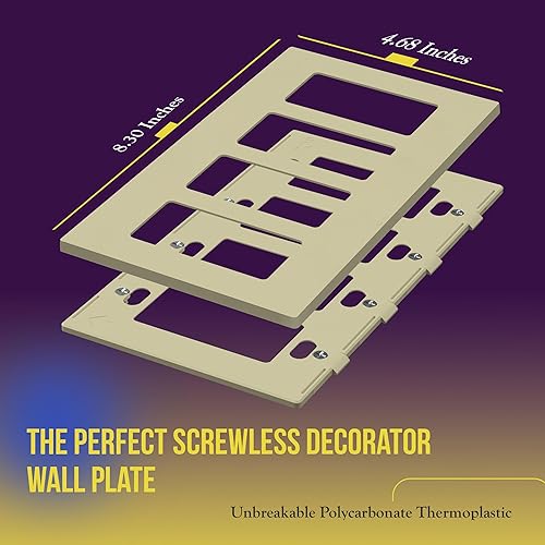 Miniatura 712 de ENERLITES SI8834-BK - Placa de pared decorativa sin tornillos, cubierta de enchufe segura, 4 entradas, 4.68 x 8.30 pulgadas (alto x largo), Negro