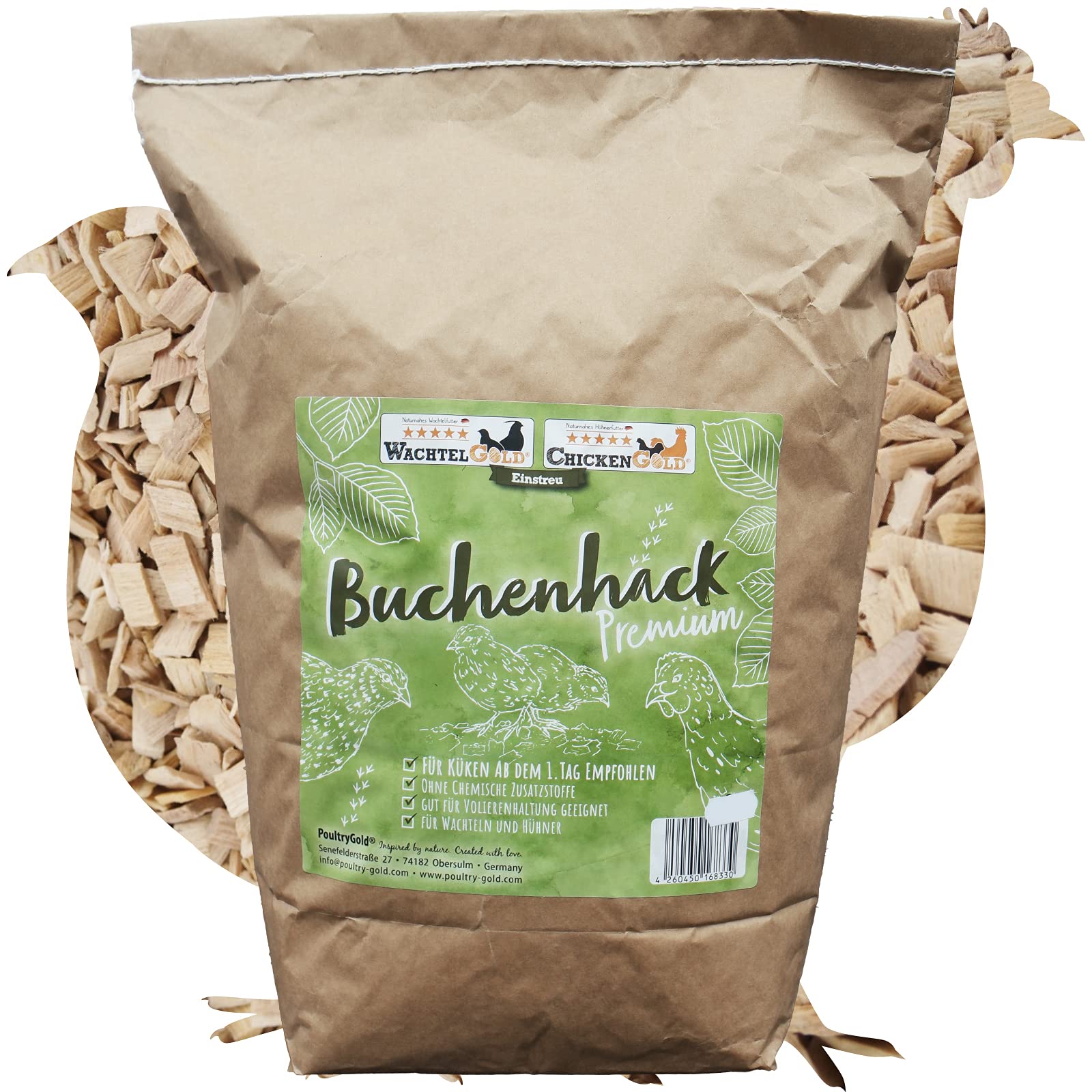 WachtelGoldBeech Hack 3,8kg - Litter for chick breeding – dust-free and hygienic