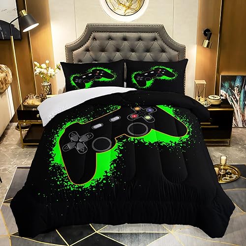 AILONEN Juego de edredón de videojuegos para adolescentes y niños, juego de ropa de cama de videojuegos, edredón de videojuegos, juego de cama con