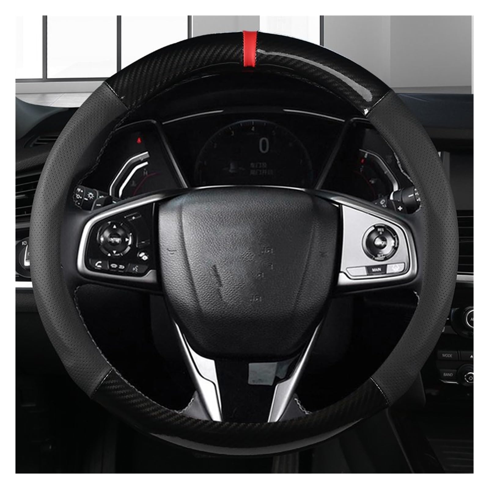 Funda Universal para Volante de Civic 10 ª generación 2016 2017 2018 2019 2020 2021 2022 Fibra de Carbono Cuero Funda para Volante de Coche Accesorios para Coche Funda para Volante de Coche Color A