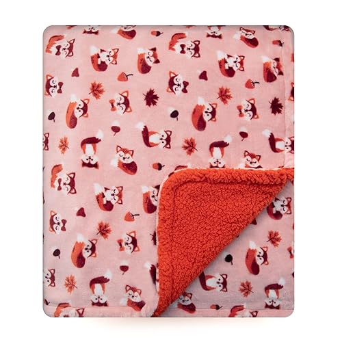 DaysU Manta de franela de felpa Sherpa para niñas y niños, manta portátil reversible de microforro polar suave para cuna con estampado de animales