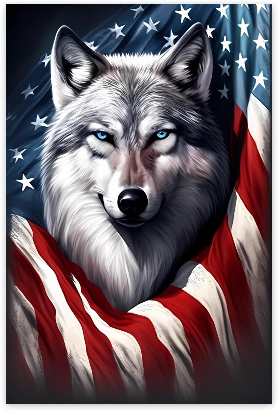 Worihut Full Round Diamond Painting by Number Kit Cross Stitch, Wolf DIY Full Round Diamond Art with Accessories & Tools,Wall Decoration Crafts for Home Wall Decor 12x18 Inch