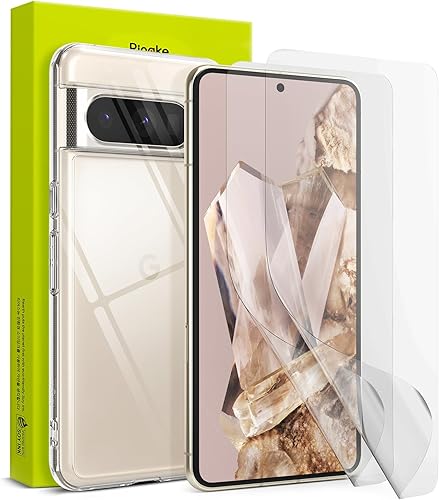 Ringke Fusion - Funda compatible con Google Pixel 8 Pro transparente + doble película fácil compatible con Google Pixel 8 Pro