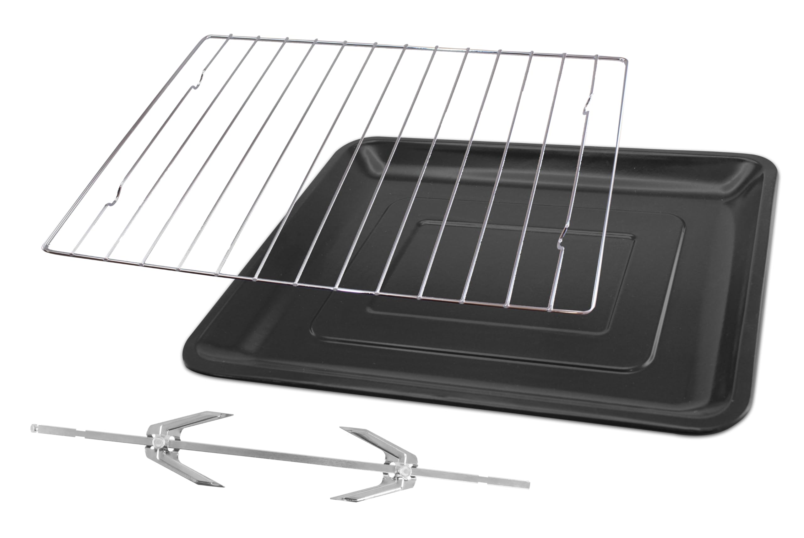 Trisa Mini Backofen 30L mit 2 Kochplatten & Drehspieß, Tischbackofen, 230°C | 30L Mini-Backofen, 2 integrierte Kochplatten, Inkl. Rotisserie-Drehspieß, 60-Min-Timer, Ober-/Unterhitze