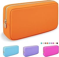 Vista 65 de Iqimott Bolsa Grande de Maquillaje de Nylon, Estuche de Viaje Preppy, Bolsa Grande de Cosméticos de Nylon, Organizador de Maquillaje, Bolsa de Rosa