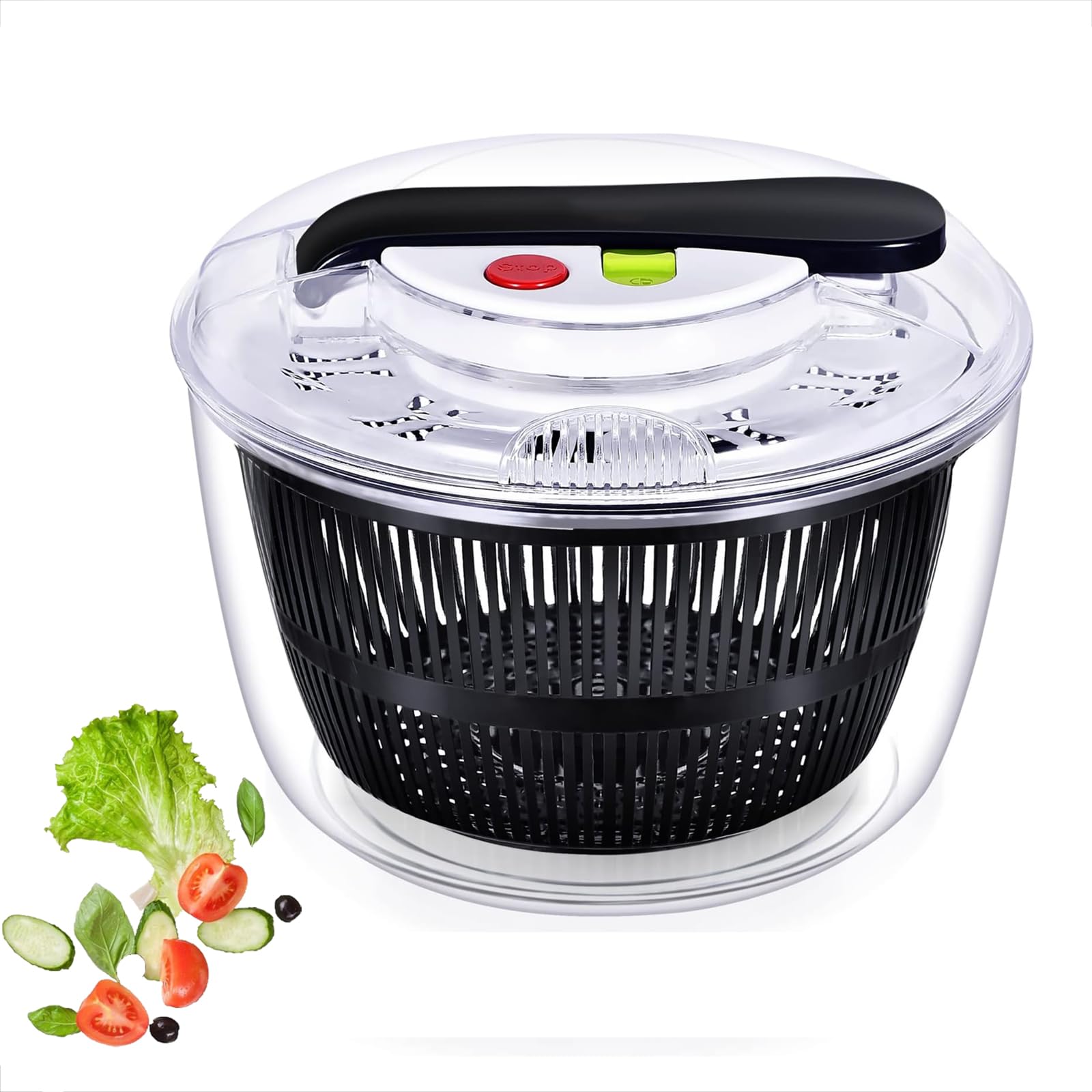 ERICAT Centrifuga per Frutta, Centrifuga per Insalata Manuale con Impugnatura Antiscivolo, Grande capacità da 3 Litri E Buon Design a Doppio Strato, Facile da Pulire, per Frutta E Verdura Fresca