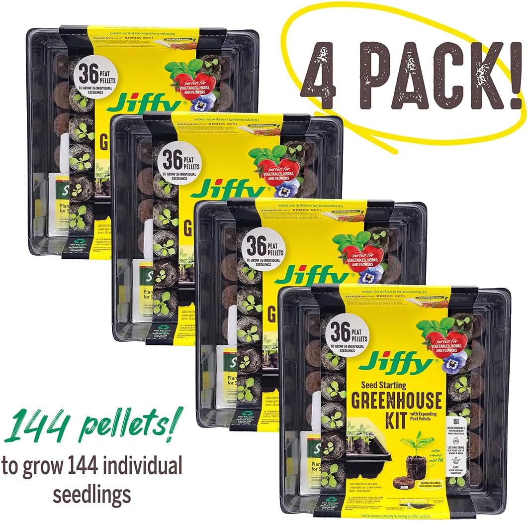 Jiffy Seed Starting Tray Kit - 36 Cell Seedling Tray, Portable - 11 x 11 x 4.25 in - Plastic
