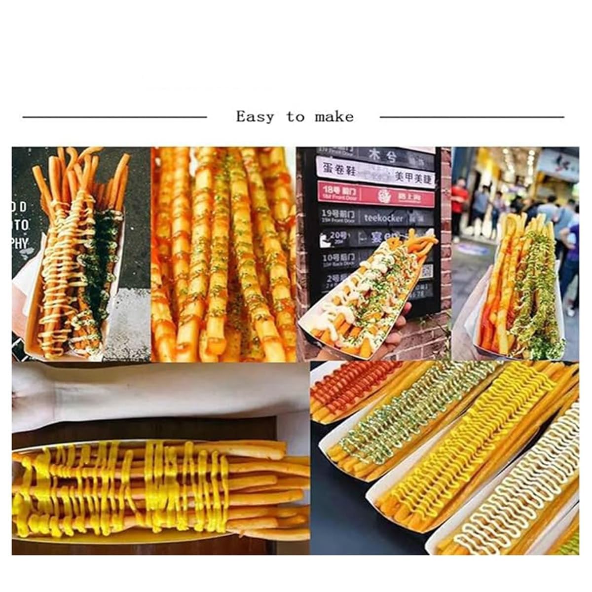 Estrusore per patatine fritte in acciaio inox, lunghezza 30 cm, con cestino per preparare facilmente patatine fritte e strisce di patate croccanti