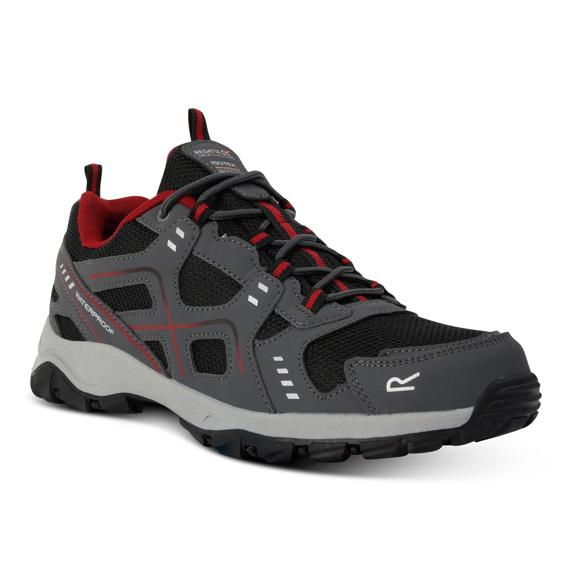 Regatta (10 Uk, Granite/Rio ) Mens Vendeavour Waterproof Ankle Hiking Trail Walking Boots Red