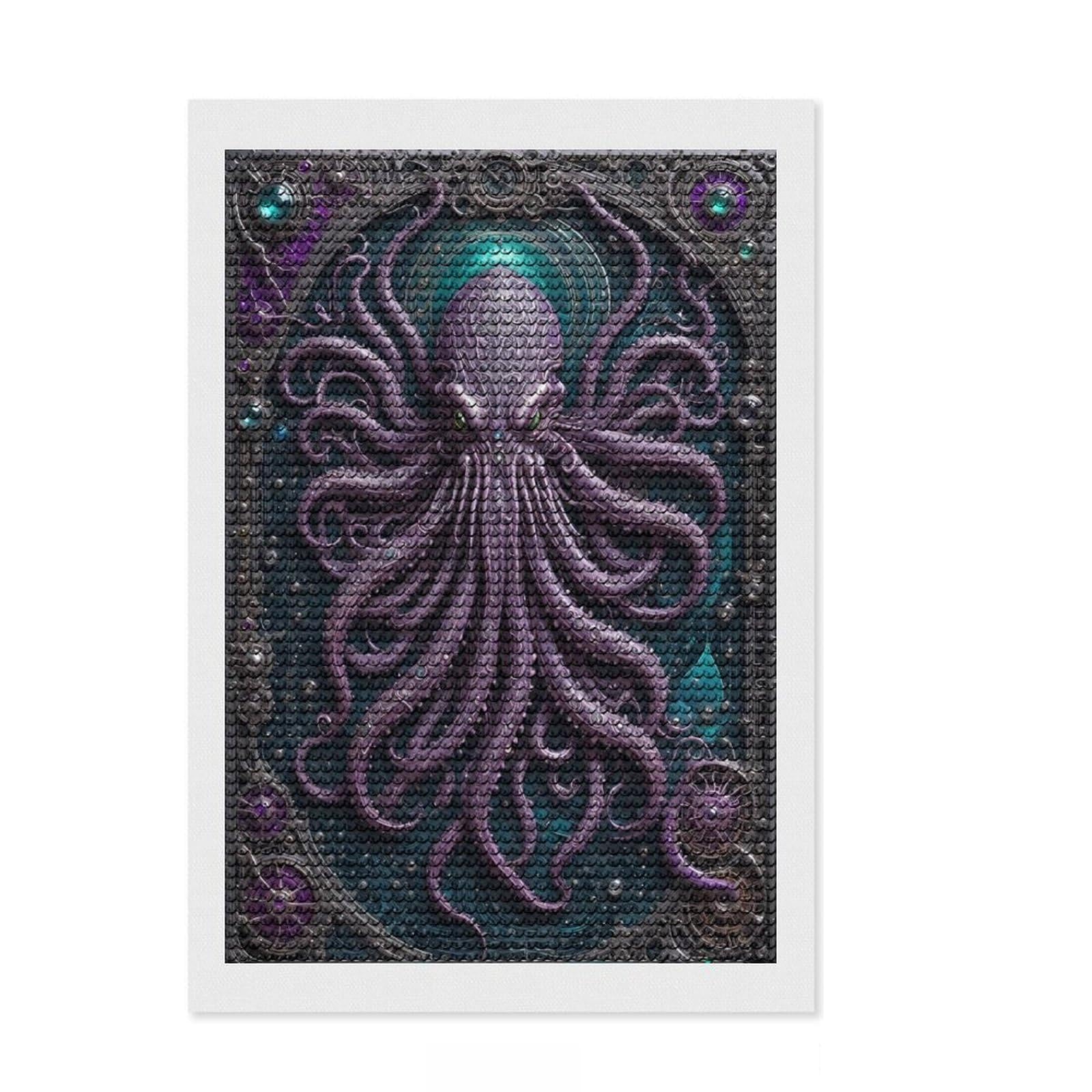 Junmoney Ancient Cthulhu Diamond Art Canvas 8"x12", Mindful Craft Activity, Easy to Enjoy, Cosy Home Accent, Birthday Gift, Simple to Start