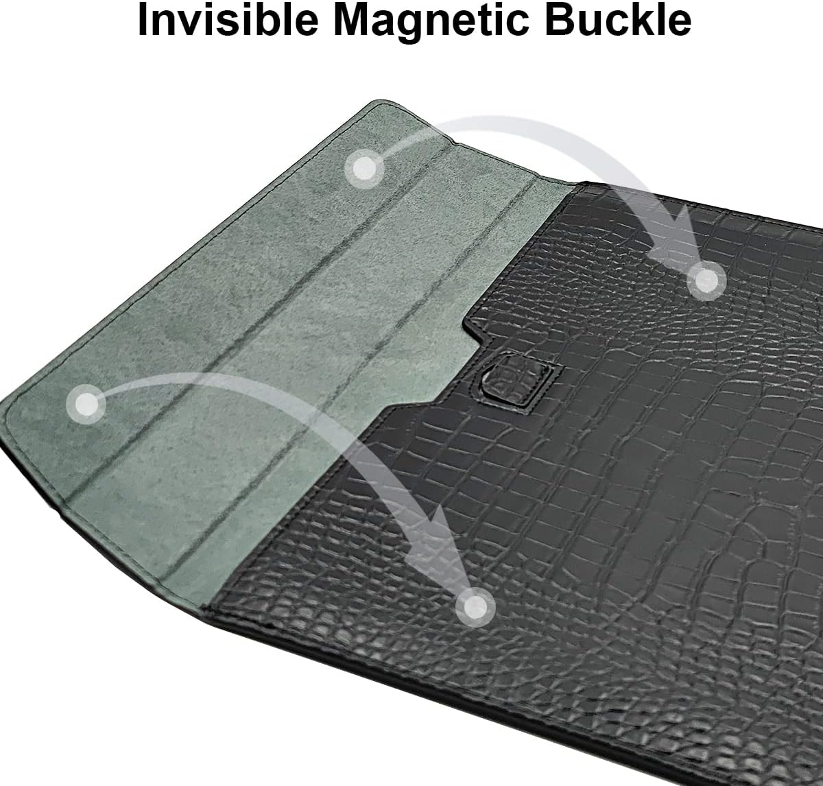 PU Leather Flap Style Case Bag Laptop Sleeve for MacBook Air 13.6 inch 2024 2023 2022 M3 A3113 M2 A2681 Air 13 2018-2021 M1 A2337 A2179 A1932 Notebook Bag for MacBook Pro 13 2016-2020, Black - Image 6