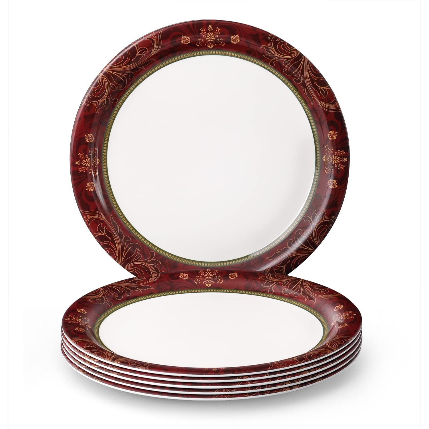 Superware | Pure Melamine | Buffet Plate Set – Ornamental 12.5” (6 nos.) | Stain Free, Glazed Finish