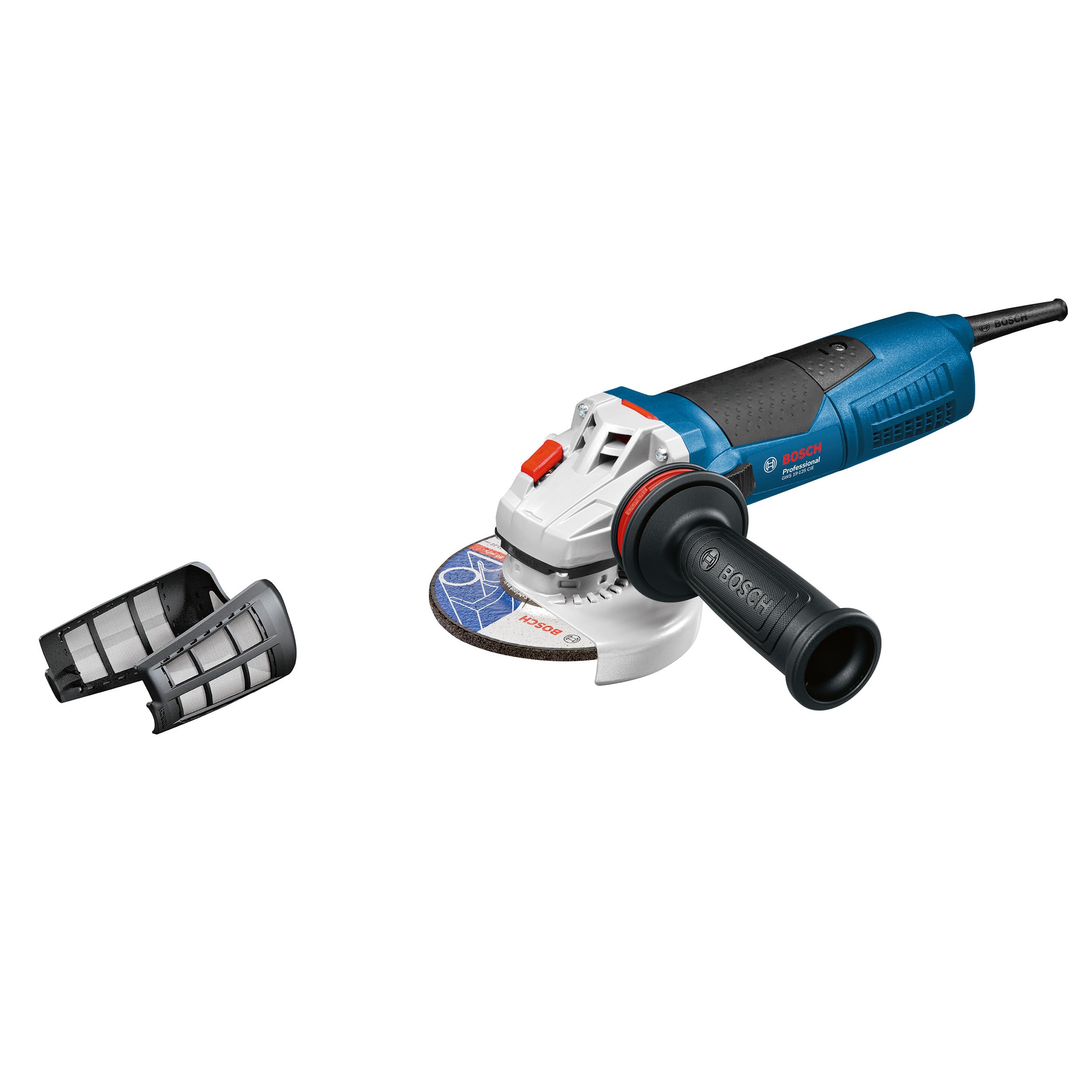Bosch Professional 060179P002 Smerigliatrice Angolare GWS 19-125 CIE, da 125 mm, con Regolazione della Velocità, Kickback Stop, Confezione in Cartone, 1900 W
