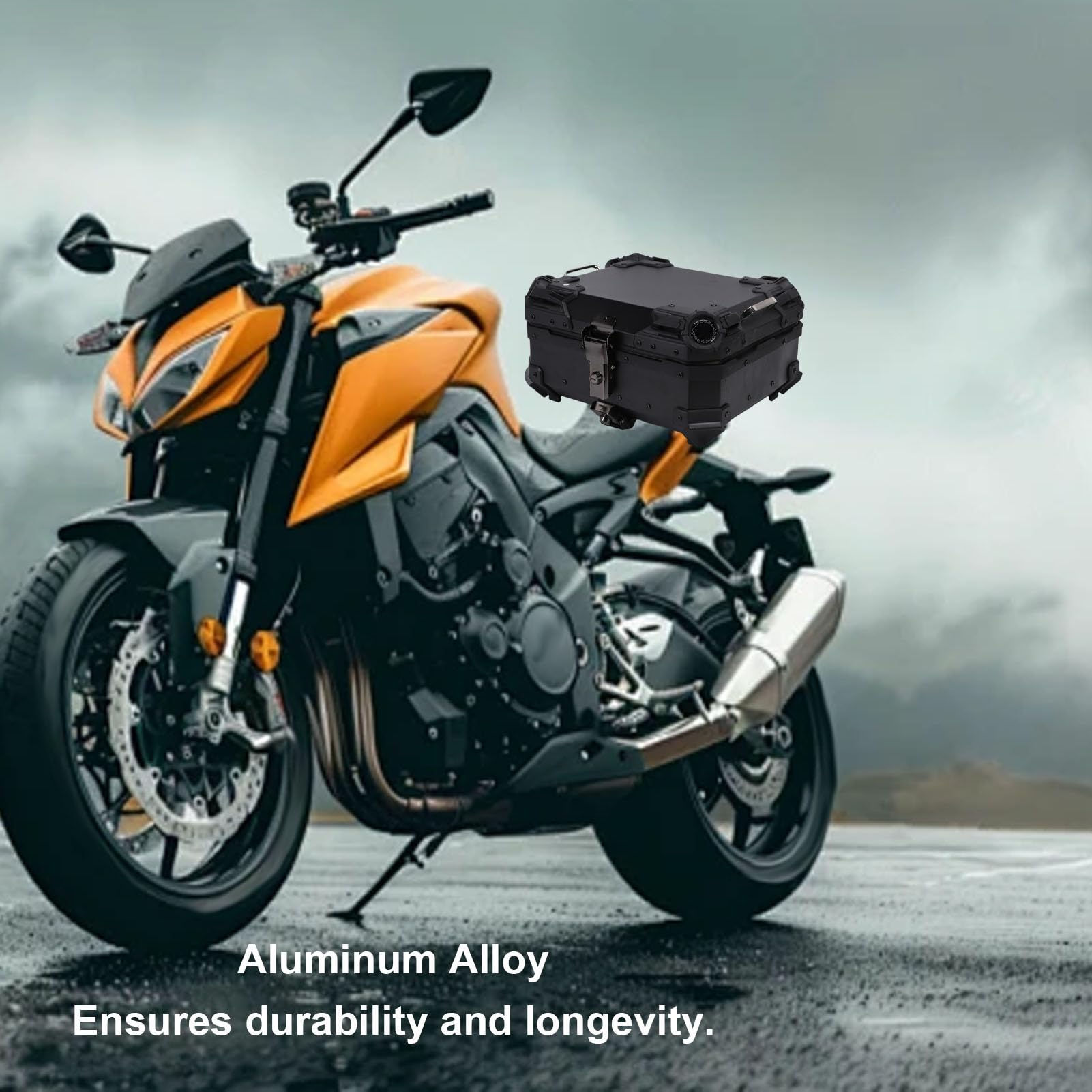Fockety 28-litrowy kufer motocyklowy z zamkiem, uniwersalny aluminiowy kufer motocyklowy z kluczykami, wyjmowaną miękką wyściółką i kieszeniami, odporny na wstrząsy schowek