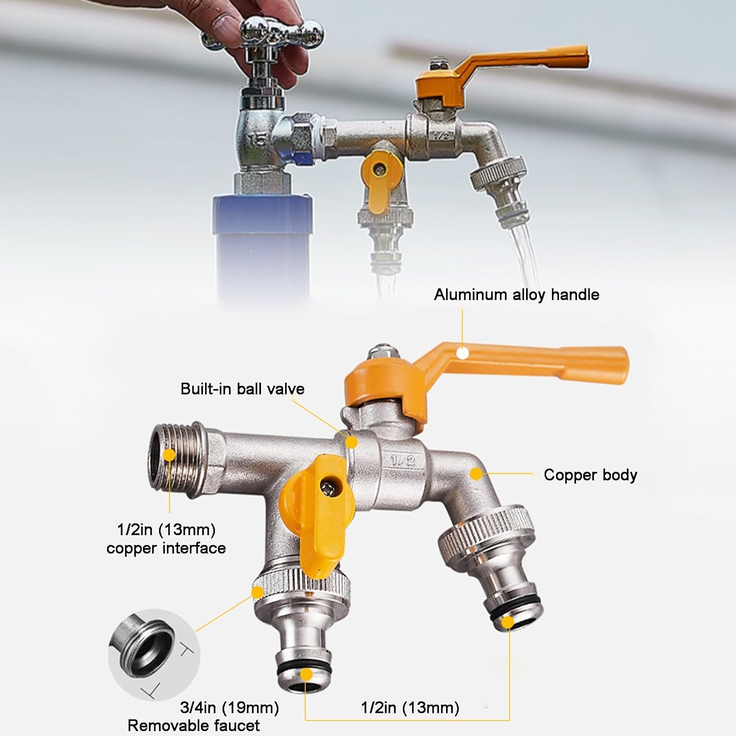 59" Freestanding Garden Water Column - Durable PVC & Stainless Steel Outdoor Fountain, Antifreeze & Weather-Resistant Water Feature with Drain Valve for Stunning Yard Decoration