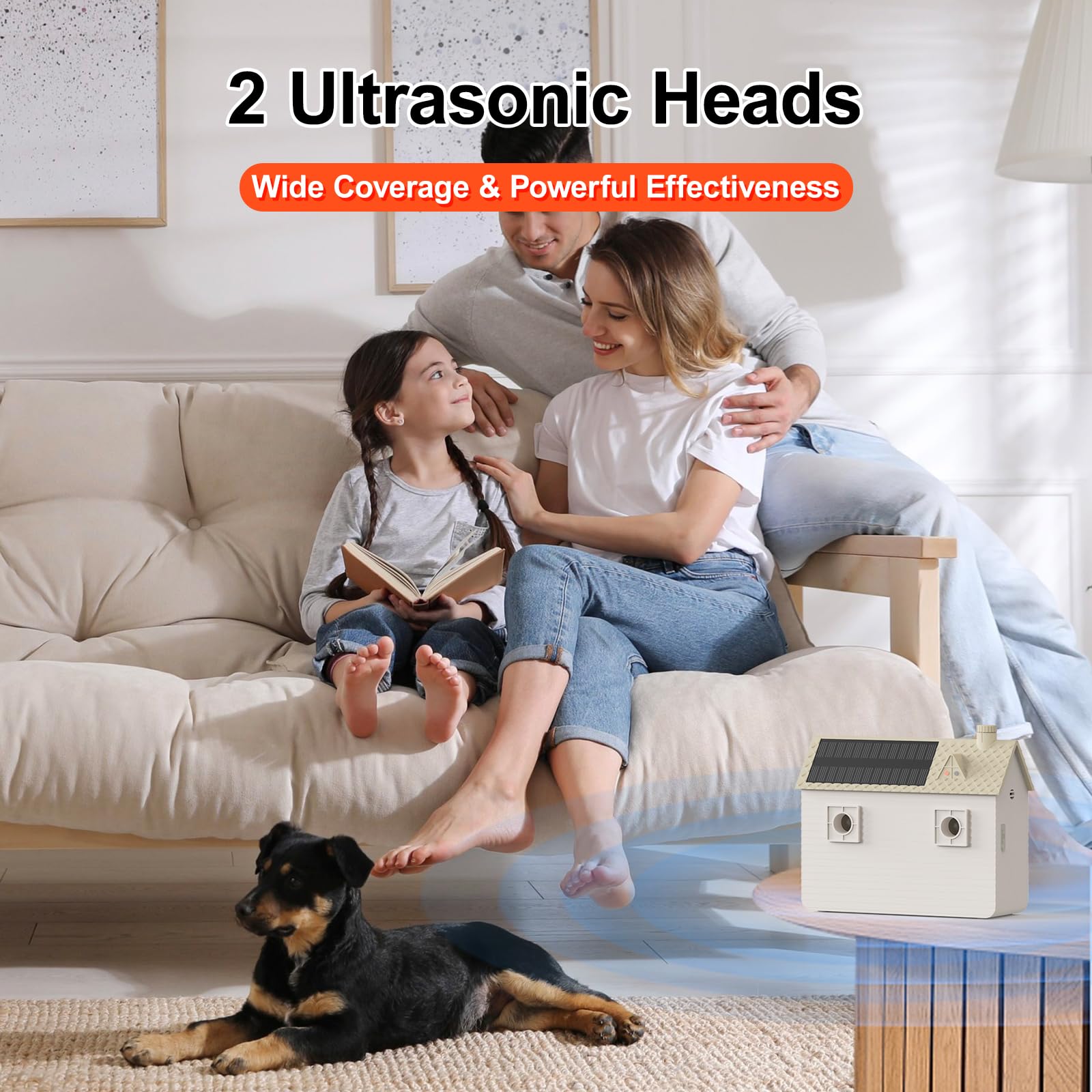 Dispositivo antiladridos, disuasorio ultrasónico de ladridos de perro con 3 modos ajustables, rango de 50 pies, carga solar y USB-C para una larga duración de la batería, silenciador de ladridos para