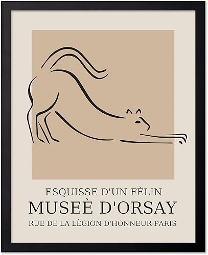 Monem Art - Póster vintage, impresión minimalista retro, regalo para artista, inauguración de la casa, gato, dibujo de líneas, boceto, abstracto,