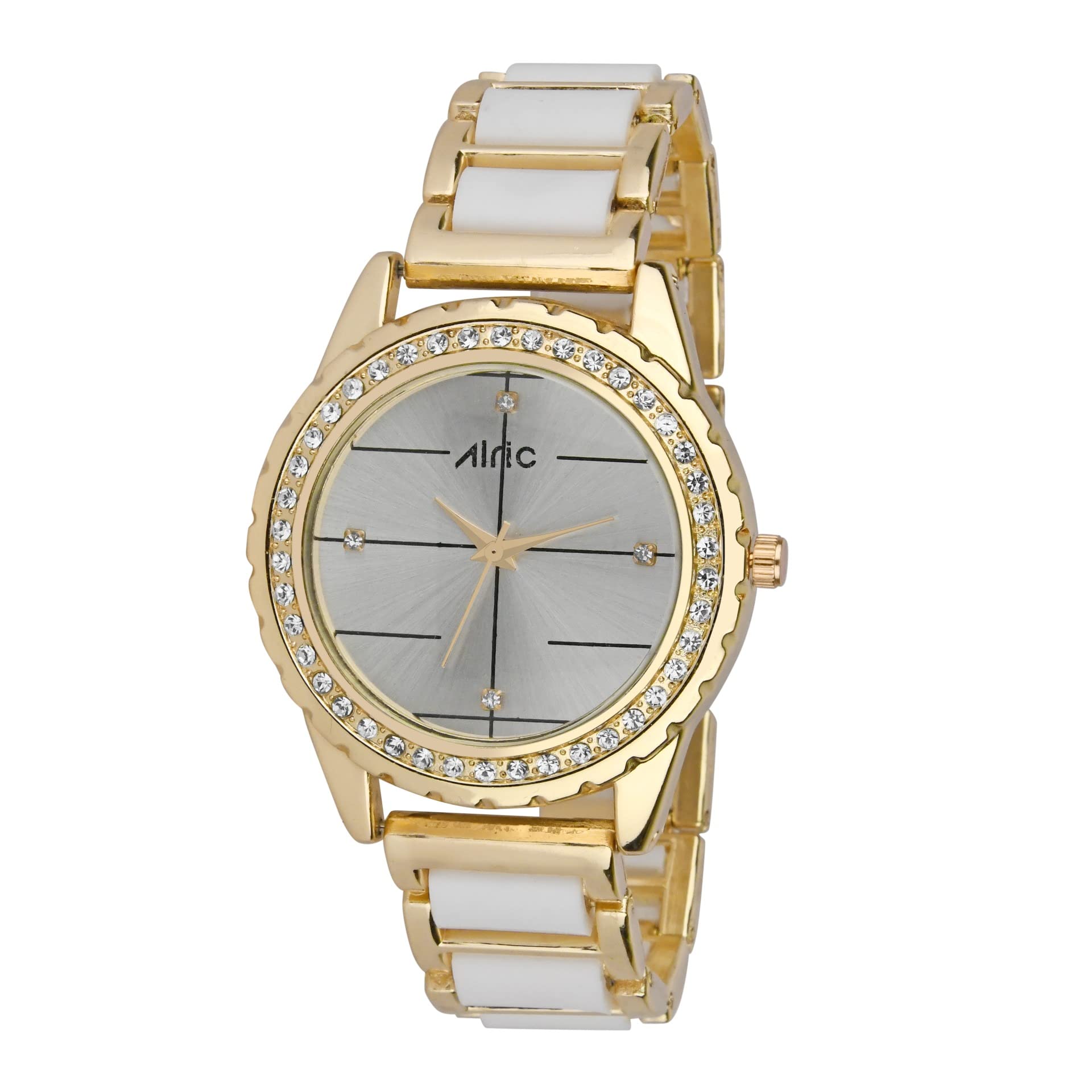Alric Brand Watch for Women’s CZ & Stone Studded, Metal Strap Watches for Women, Gold & White Ladies Hand Watch Regal Wrist Watches for Girls are Stylish Watch for Women and Female of All Ages (B09W9KGW45) Amazon Price History, Amazon Price Tracker