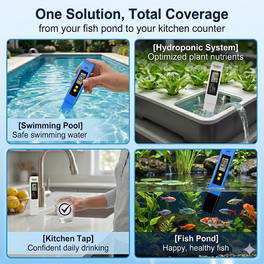 Set di strumenti di analisi,TDS Tester di Acqua 3 in 1+ misuratore di pH, TDS, Digitale Misuratore Durezza Acqua, Tester, Veloce e Preciso, per da Bere, Acquario, Piscina