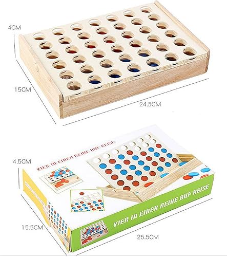 Miniatura 2 de Juego de mesa de madera 4 en una fila plegable con 4 juguetes clásicos para la familia, juguete educativo para niños y familia